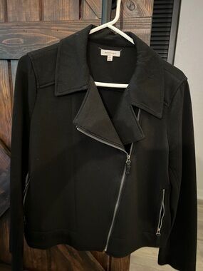 Max Studio Black Asymmetrical Zip Blazer Jacket